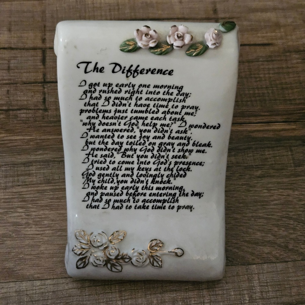 The Difference Poem Ceramic Scroll Verse Plaque Religious Gift Decor